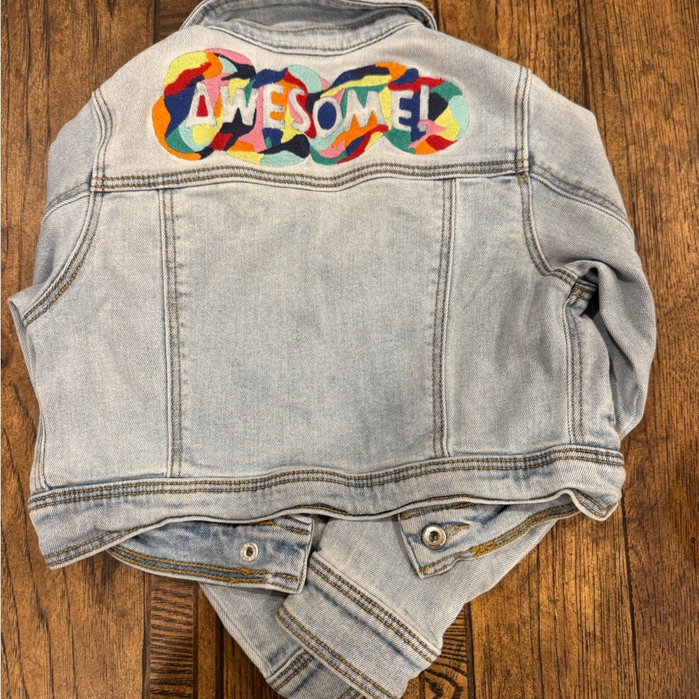 Cat & Jack Light Blue Denim Jacket with Colorful Patch